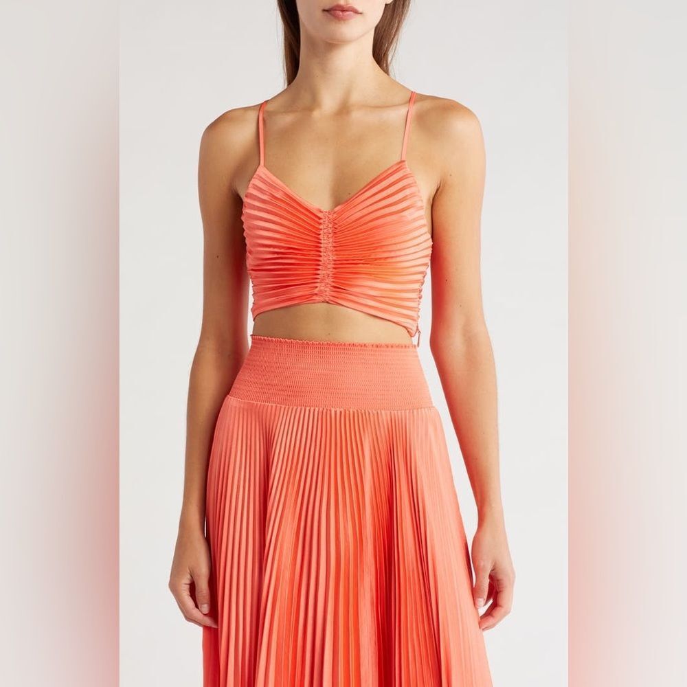 A.L.C Ari Pleated Crop Camisole in Coral in Sz 6 ✨NWT✨ $275
